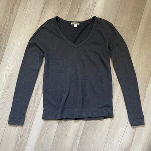 James Perse V Neck Long Sleeve Pullover Sweater Blue Gray (Small)